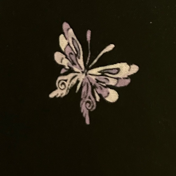 Black button up with purple butterfly pattern - Picture 2 of 4